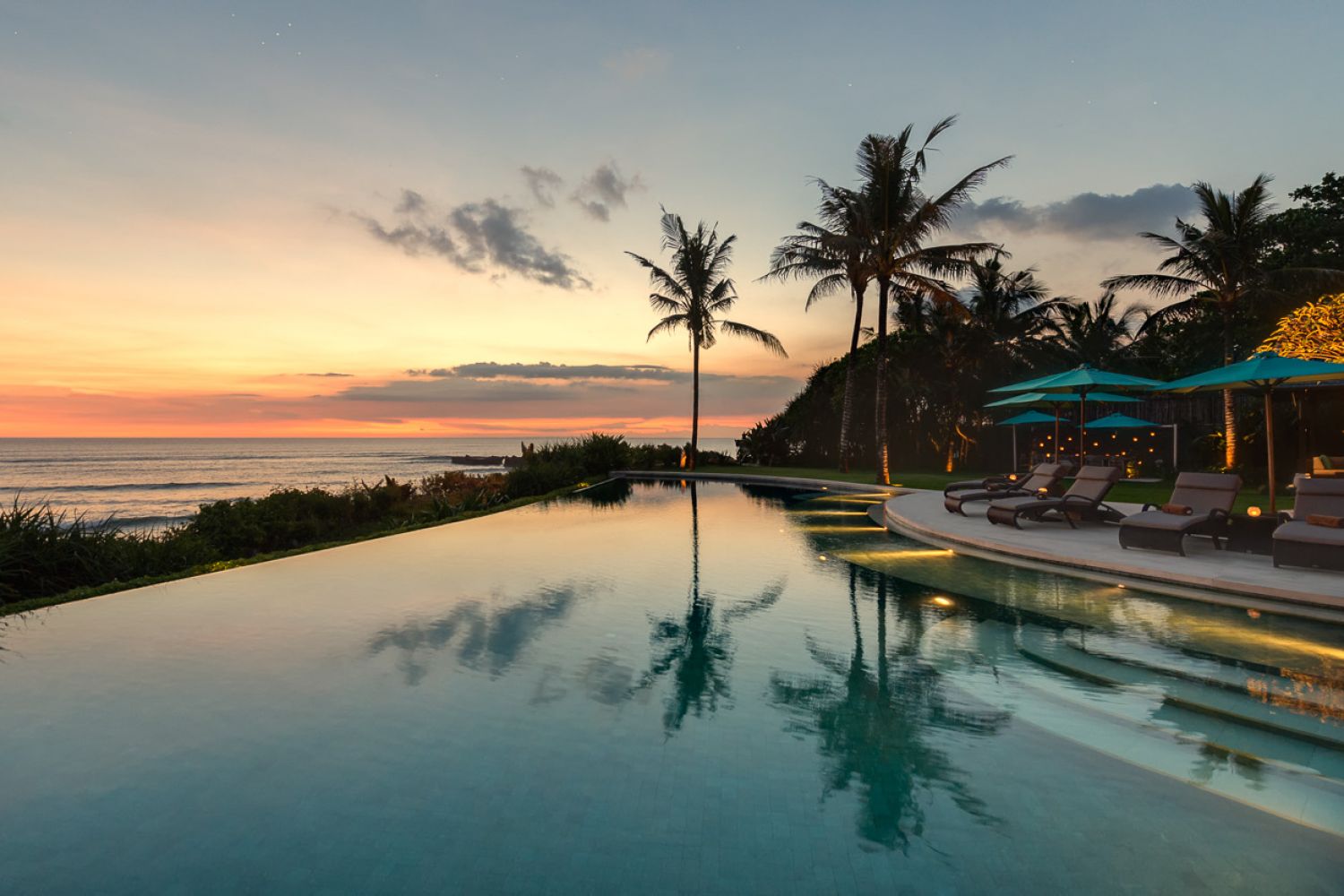 pool at sunset